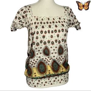 Urban Heritage Elasticized Short Sleeve Top Size Small